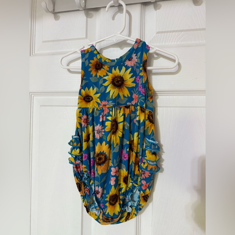 Little Sleepies Blue and Yellow Sunflower Romper